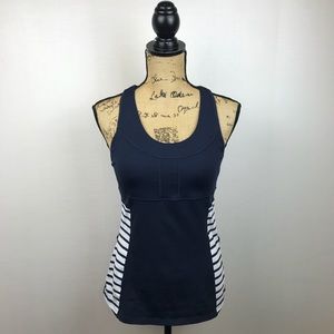 Athleta Navy & White Tank with built in Bra